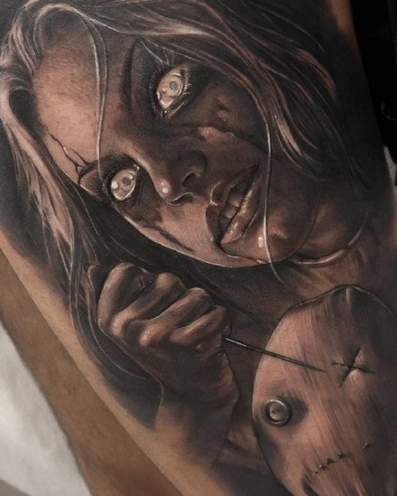 很细腻的欧美人像写实纹身图案9张