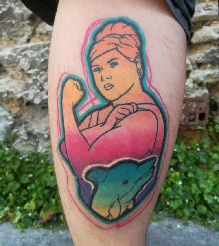 配色很有个性的一组暗红色调卡通纹身图案9张