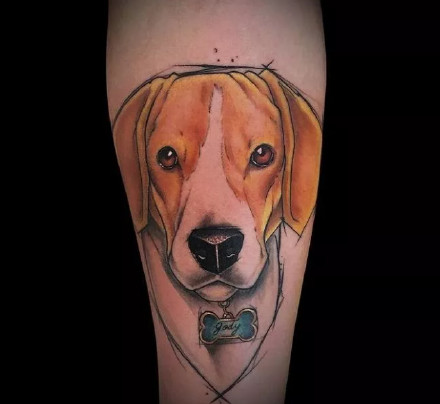 和汪星人相关的一组宠物狗狗纹身图案