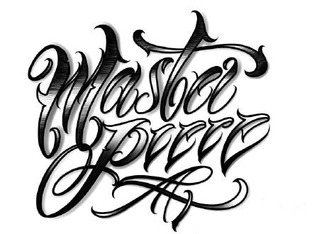 30张个性的英文花体字纹身手稿素材图案