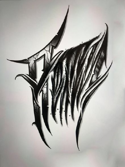 30张个性的英文花体字纹身手稿素材图案