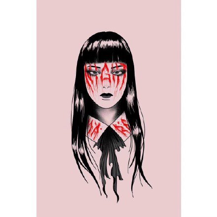 深红色调的一组个性女郎等纹身手稿图案