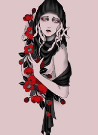 深红色调的一组个性女郎等纹身手稿图案缩略频道推荐图