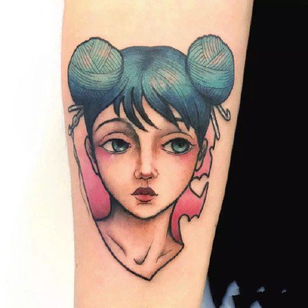 关于女孩子的一组小彩色女生纹身图案