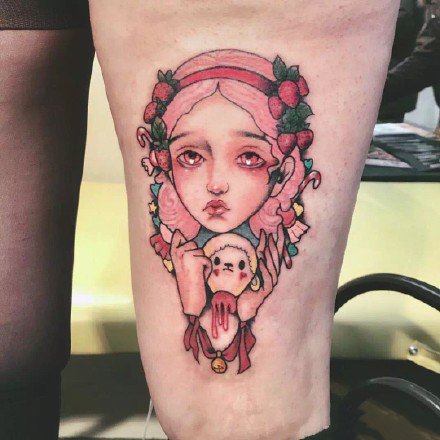 关于女孩子的一组小彩色女生纹身图案