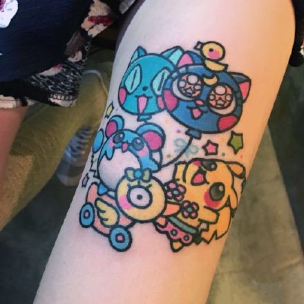 一组关于皮卡丘的一组动漫卡通小纹身图案