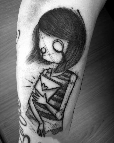 暗黑风格的一组手臂和腿部的合适纹身图案