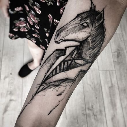 抽象风格的一组暗黑线条感的纹身图案欣赏