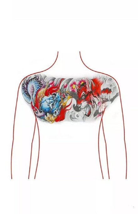 花胸手稿：9张花胸纹身手稿的效果图欣赏