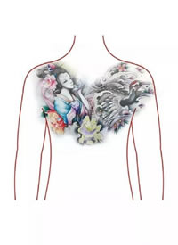 花胸手稿:9张花胸纹身手稿的效果图欣赏