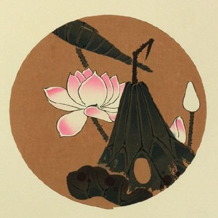 一组几何圆形里的中国风格纹身手稿图案