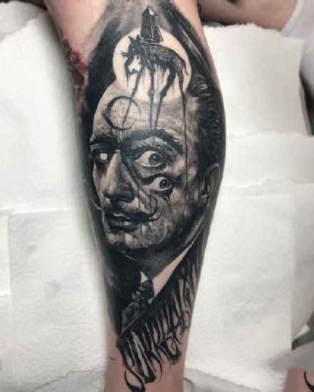 暗黑风格的一组写实人物纹身作品图案9张