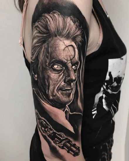 暗黑风格的一组写实人物纹身作品图案9张