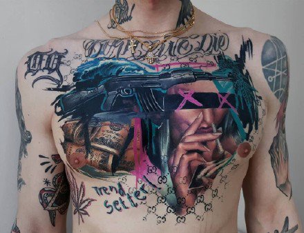 重彩色的一组欧美写实人物肖像纹身图案9张