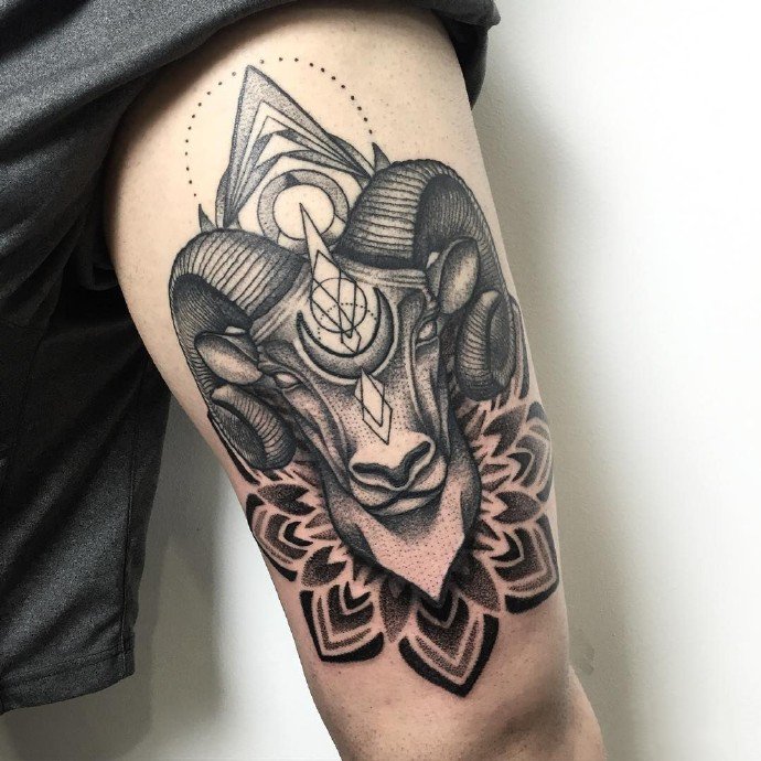 十二星座之白羊座的一组星座纹身图案9张