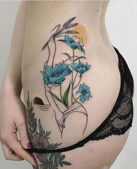 飘逸点线设计风格的一组创意纹身图案欣赏