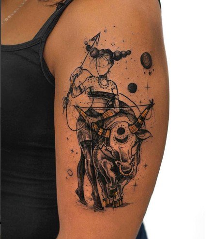 十二星座之金牛座的一组星座纹身图案9张