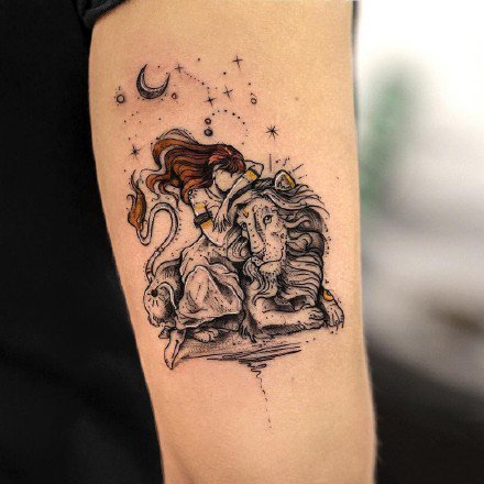 十二星座之狮子座的一组星座纹身图案9张
