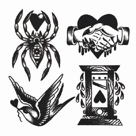 45组oldschool风格的小黑图纹身手稿图案素材