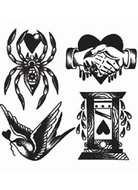 45组oldschool风格的小黑图纹身手稿图案素材