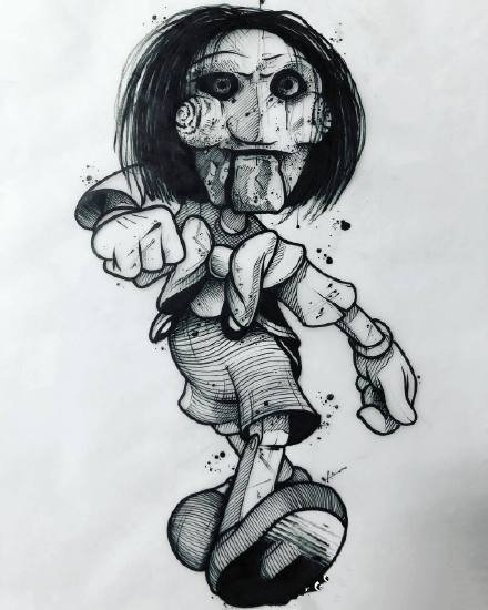 国外的一组9张暗黑创意纹身手稿素材图案