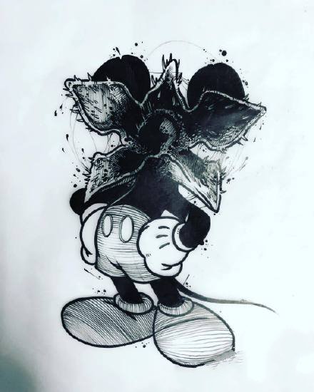 国外的一组9张暗黑创意纹身手稿素材图案