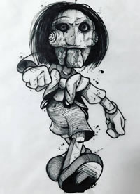 国外的一组9张暗黑创意纹身手稿素材图案