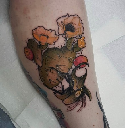 暗色彩的一组newschool花卉植物纹身图案