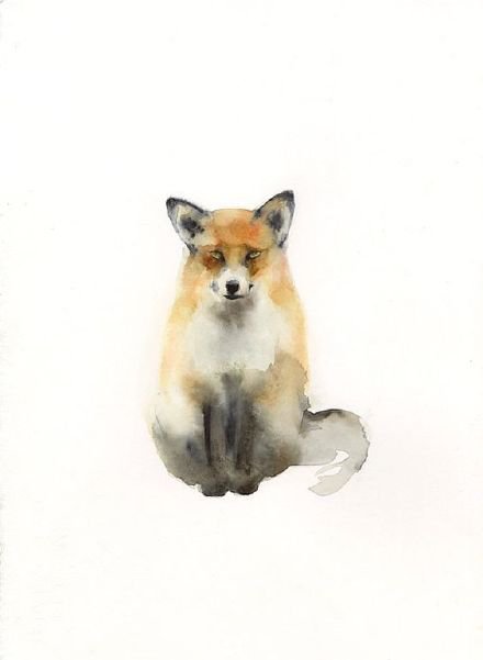 水彩水墨风格的一组飞鸟等动物纹身手稿图案