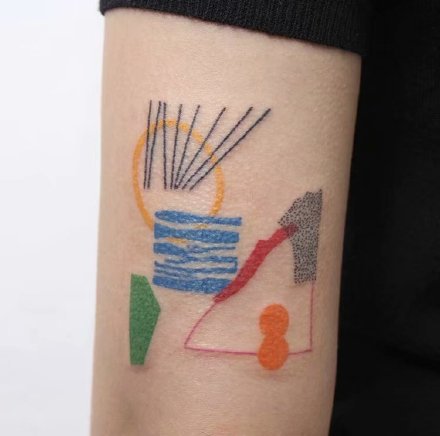 小清新涂鸦纹身：27张简约清新的小彩色涂鸦纹身图案