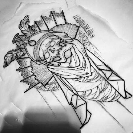 newschool线稿：40张newschool风格的纹身线稿图案