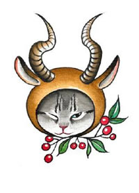 小猫和各种动物组成的可爱创意猫纹身手稿图案