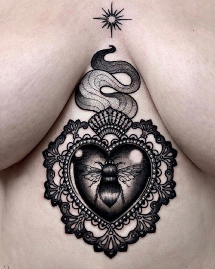 暗黑风格的一组太阳元素的纹身作品图片