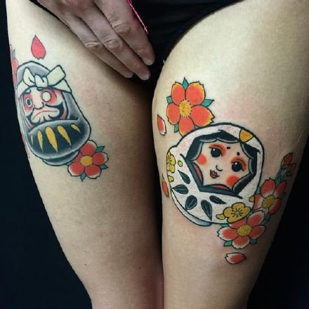 日式小物件纹身：9张传统日本风格的一组小物体纹身图案