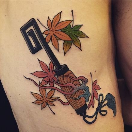 日式小物件纹身：9张传统日本风格的一组小物体纹身图案