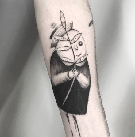 有点暗黑又有点可爱的手臂腿部小纹身图案欣赏