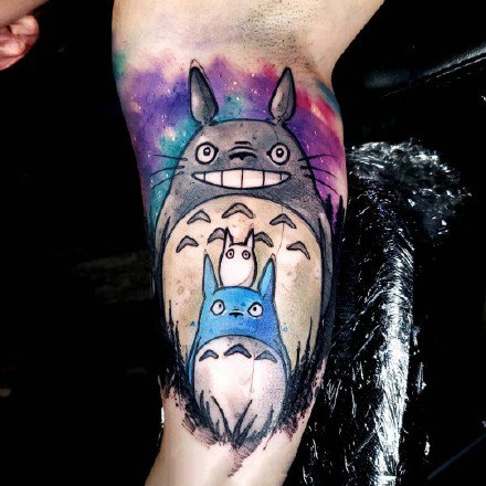 水彩卡通纹身：9张融合了卡通风格的一组水彩色纹身图案