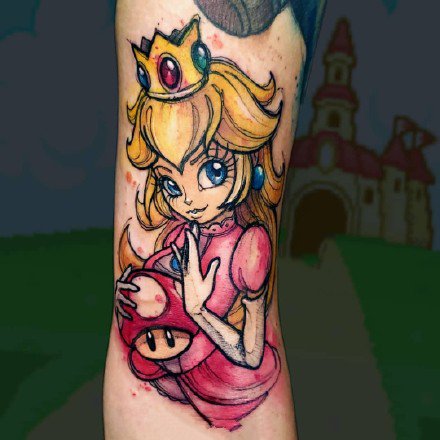 水彩卡通纹身：9张融合了卡通风格的一组水彩色纹身图案