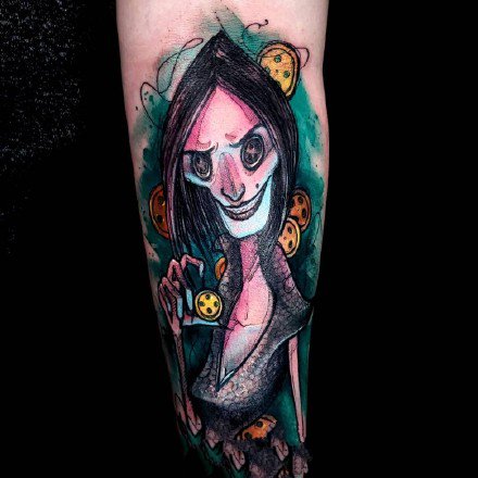 水彩卡通纹身：9张融合了卡通风格的一组水彩色纹身图案