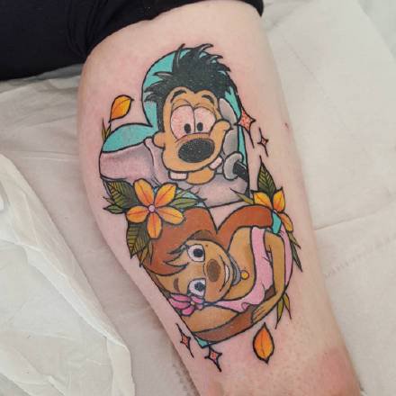 彩色的一组影视卡通角色的可爱纹身图案