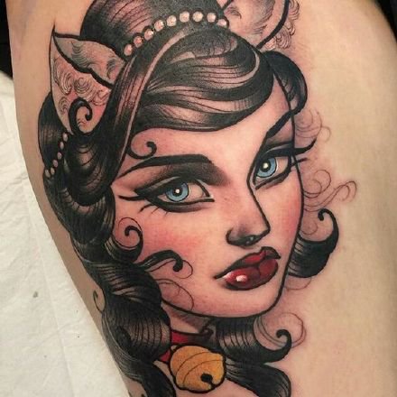 oldschool风格的一组欧美小女郎纹身图案