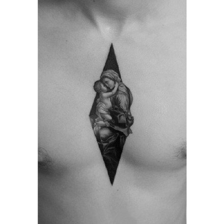 精致细腻的9张黑灰人物纹身图案作品