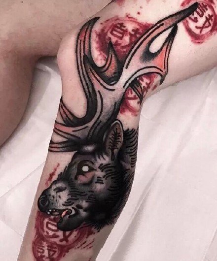 手臂上很好的一组彩色school创意纹身图案9张