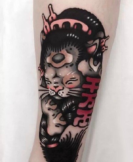 手臂上很好的一组彩色school创意纹身图案9张