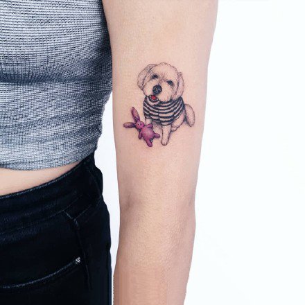 小清新动物：胳膊上很小清新的猫猫狗狗纹身图案