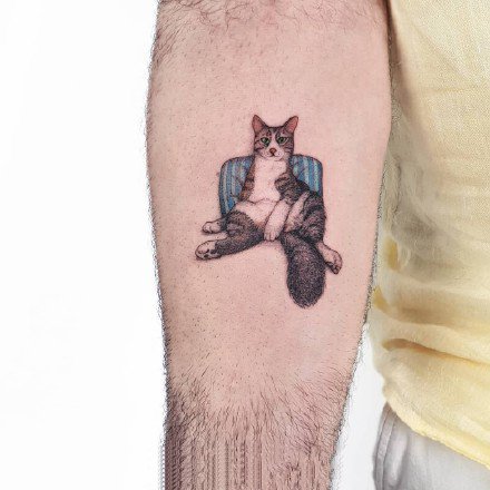 小清新动物：胳膊上很小清新的猫猫狗狗纹身图案