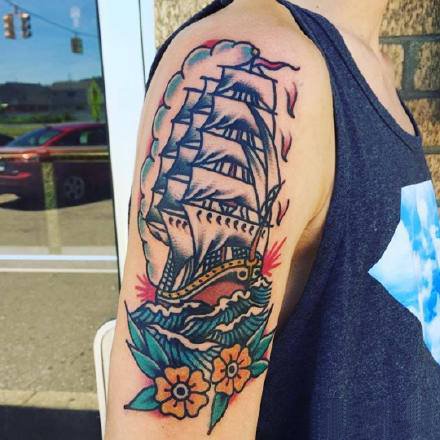 彩色的一组oldschool风格的纹身图案欣赏