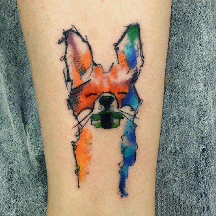 颜色艳丽的一组小臂等部位水彩纹身图案