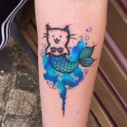 颜色艳丽的一组小臂等部位水彩纹身图案