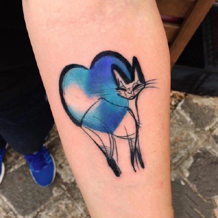 颜色艳丽的一组小臂等部位水彩纹身图案